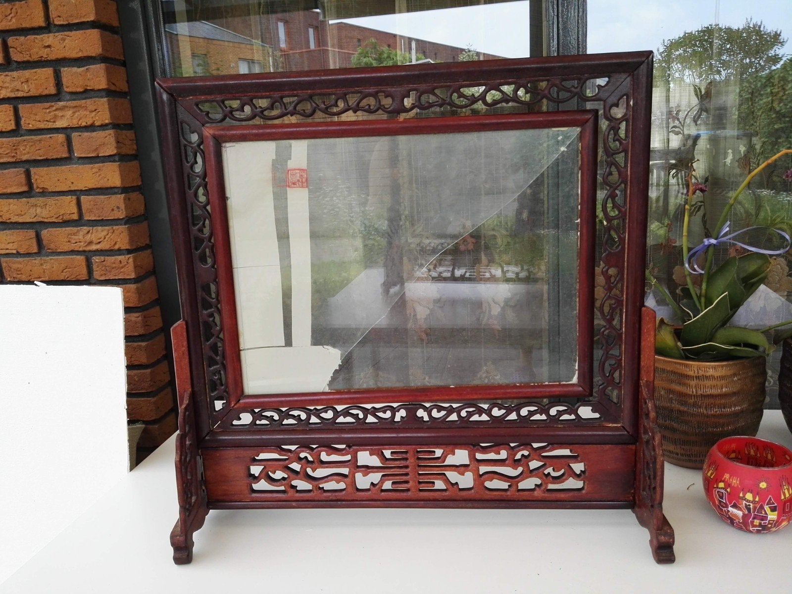 Antiek Chinees houten kamerscherm, Ophalen