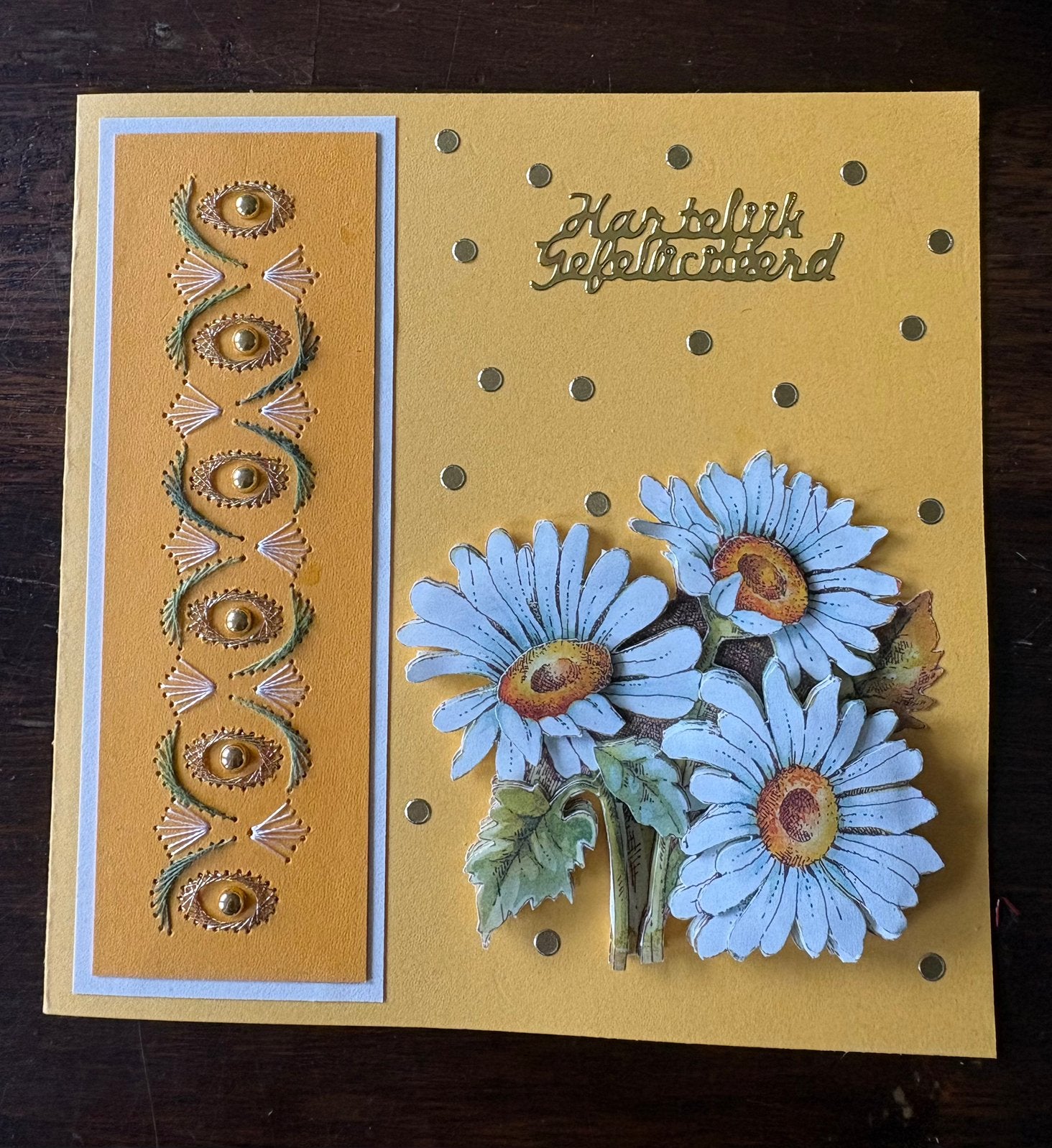 Nieuwe zelfgemaakte kaart met borduur 3D Gefeliciteerd, Hobby en Vrije tijd, Kaarten | Zelfgemaakt, Ophalen of Verzenden, Nieuw