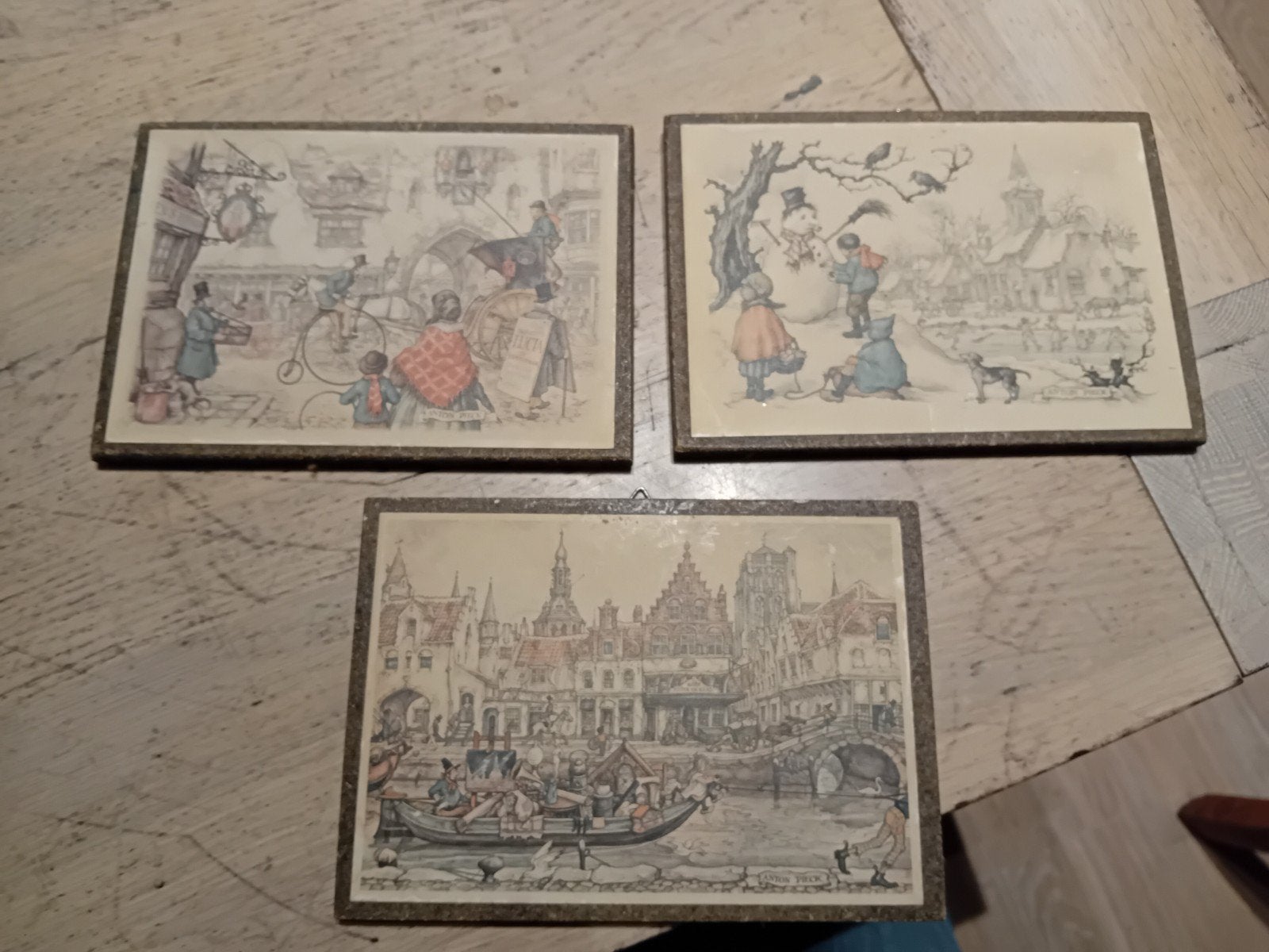 6 Anton Pieck Schilderijtjes voor Mancave/Café, Oud hollands, Overige ondergronden, Ophalen of Verzenden, Print