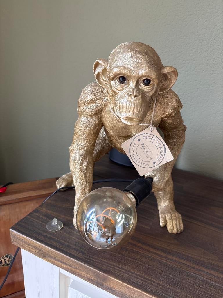 Gouden Aap Lamp - Decoratieve Tafellamp, Ophalen of Verzenden, Nieuw