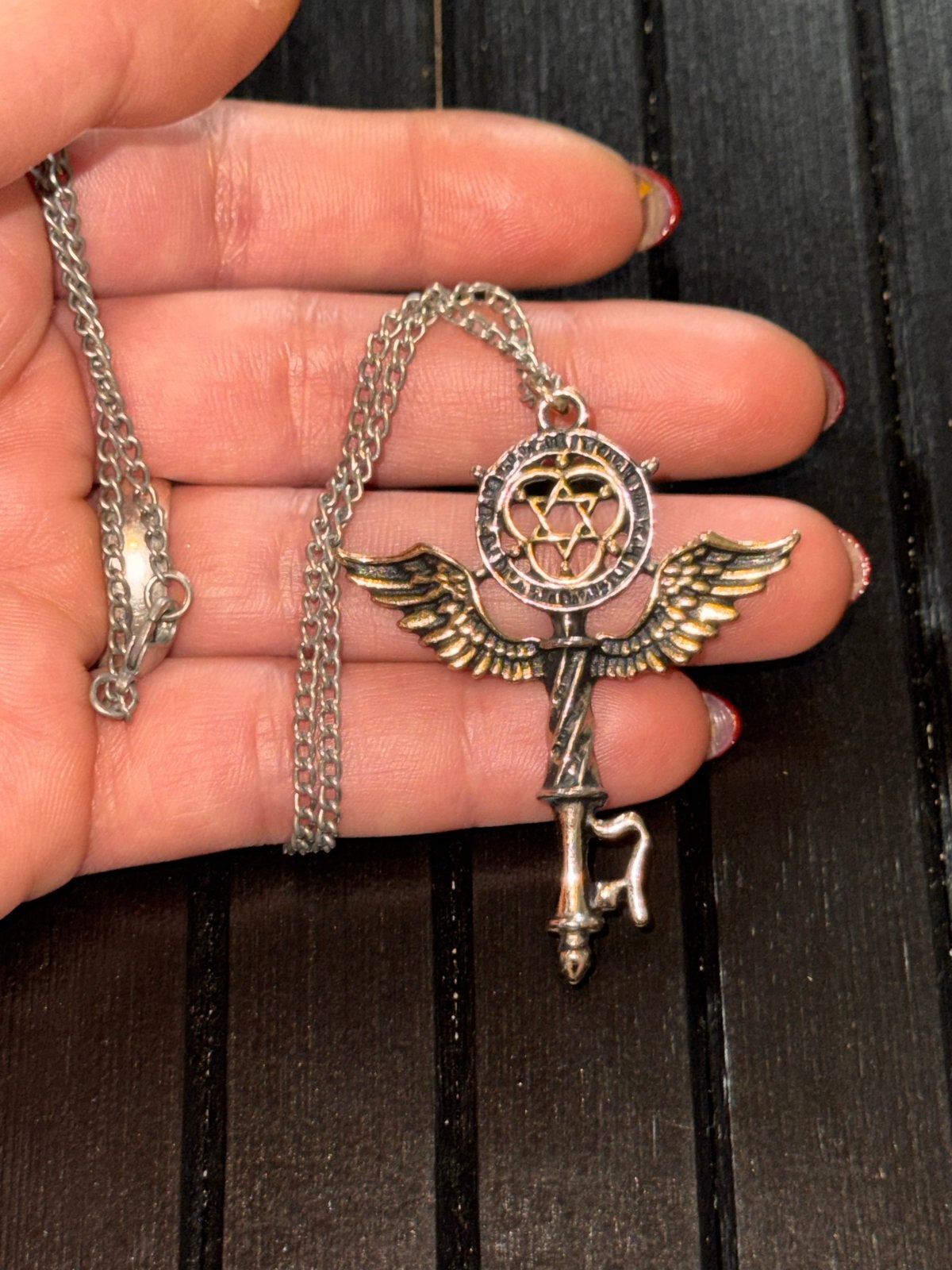 Davidster ketting met Vleugels - 28cm, Nieuw, Ophalen of Verzenden, Zilver, Overige materialen