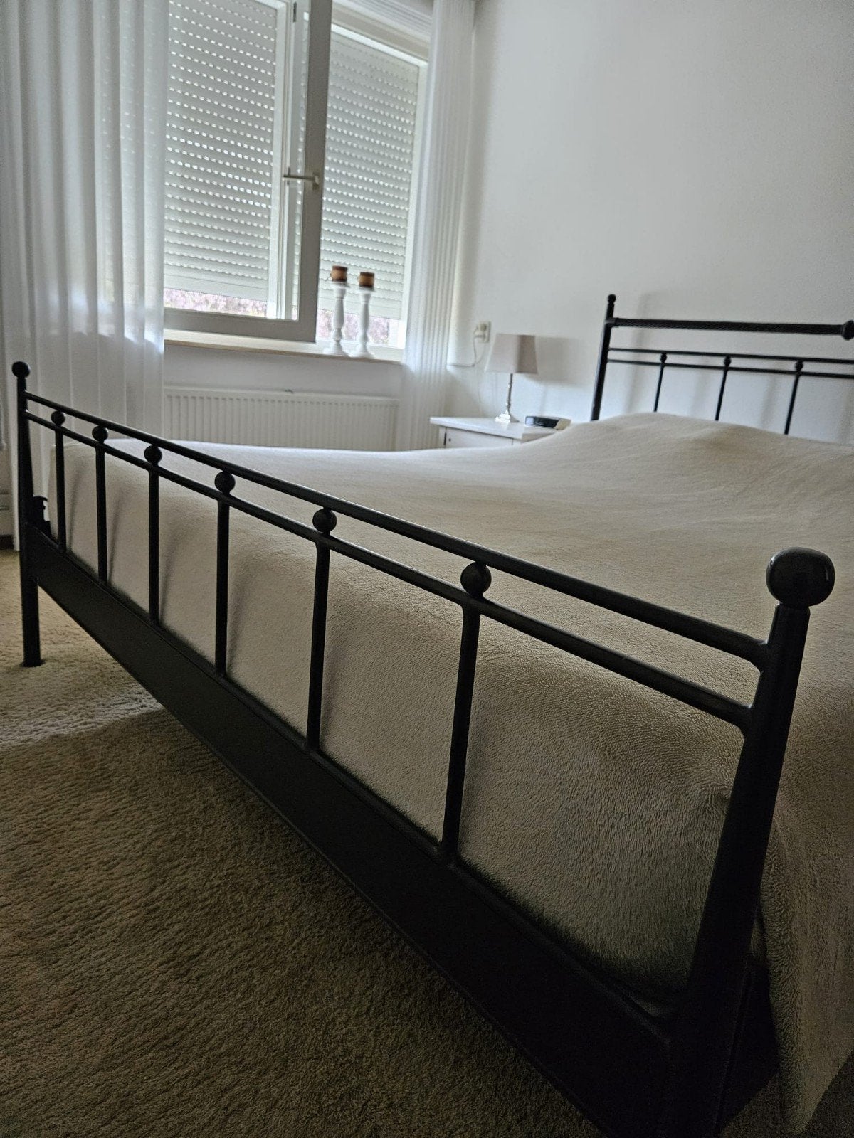 Supergaaf tweepersoons bed stalen frame 1.8 br x 2.1 lang, Klassiek, Romantisch, Industrieel, Zwart, Tweepersoons, Ophalen of Verzenden