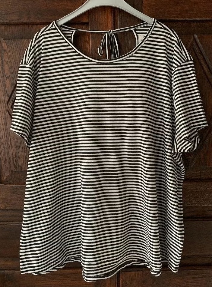 Zwart-wit gestreepte top, shirt open rug; Tchibo; 48 / 50, Kleding | Dames, Ophalen of Verzenden, Zo goed als nieuw, Meerkleurig