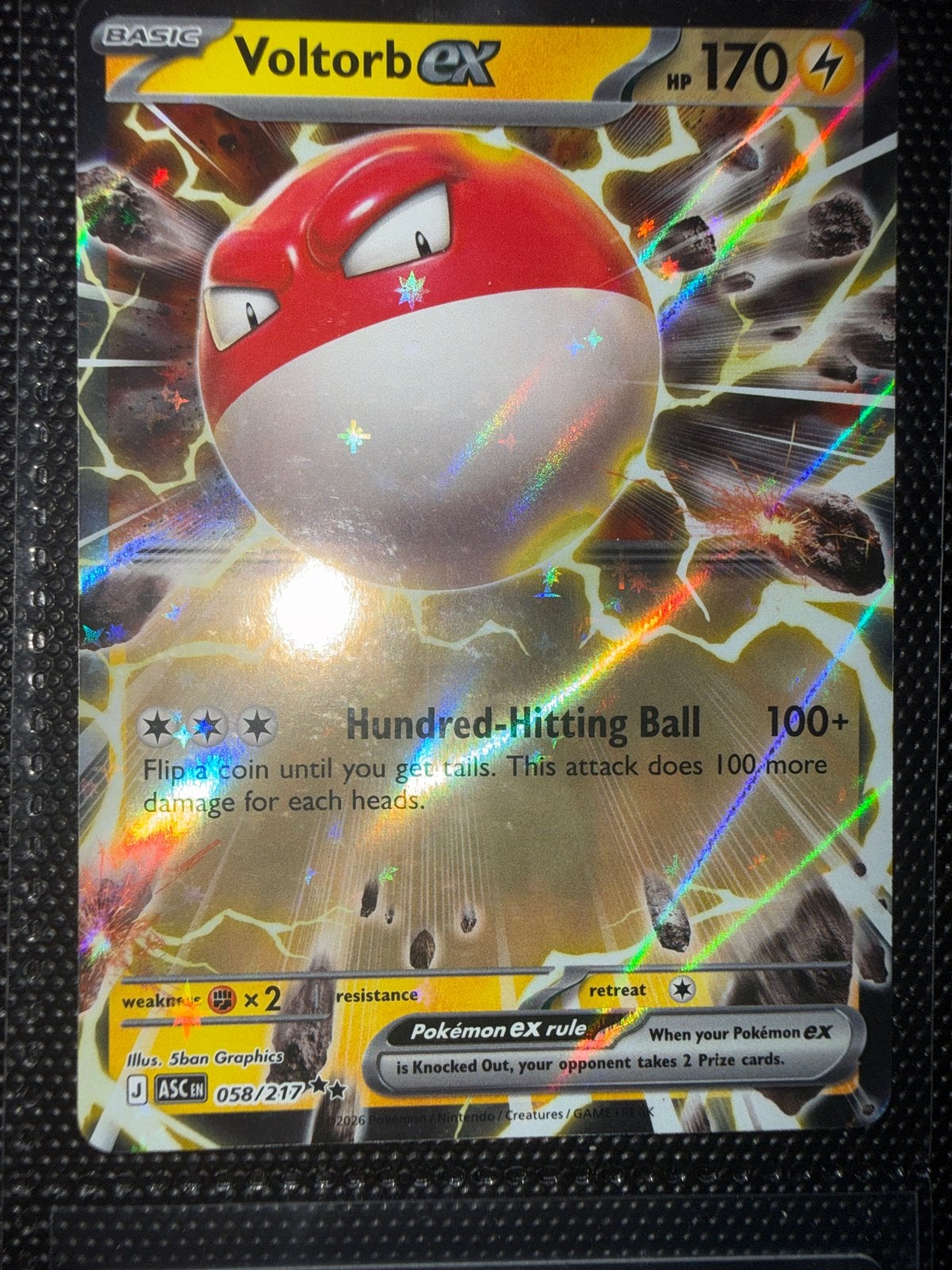 Voltorb ex Pokémon Kaart 058/217 - Full Art Foil, Ophalen of Verzenden, Zo goed als nieuw, Losse kaart, Foil