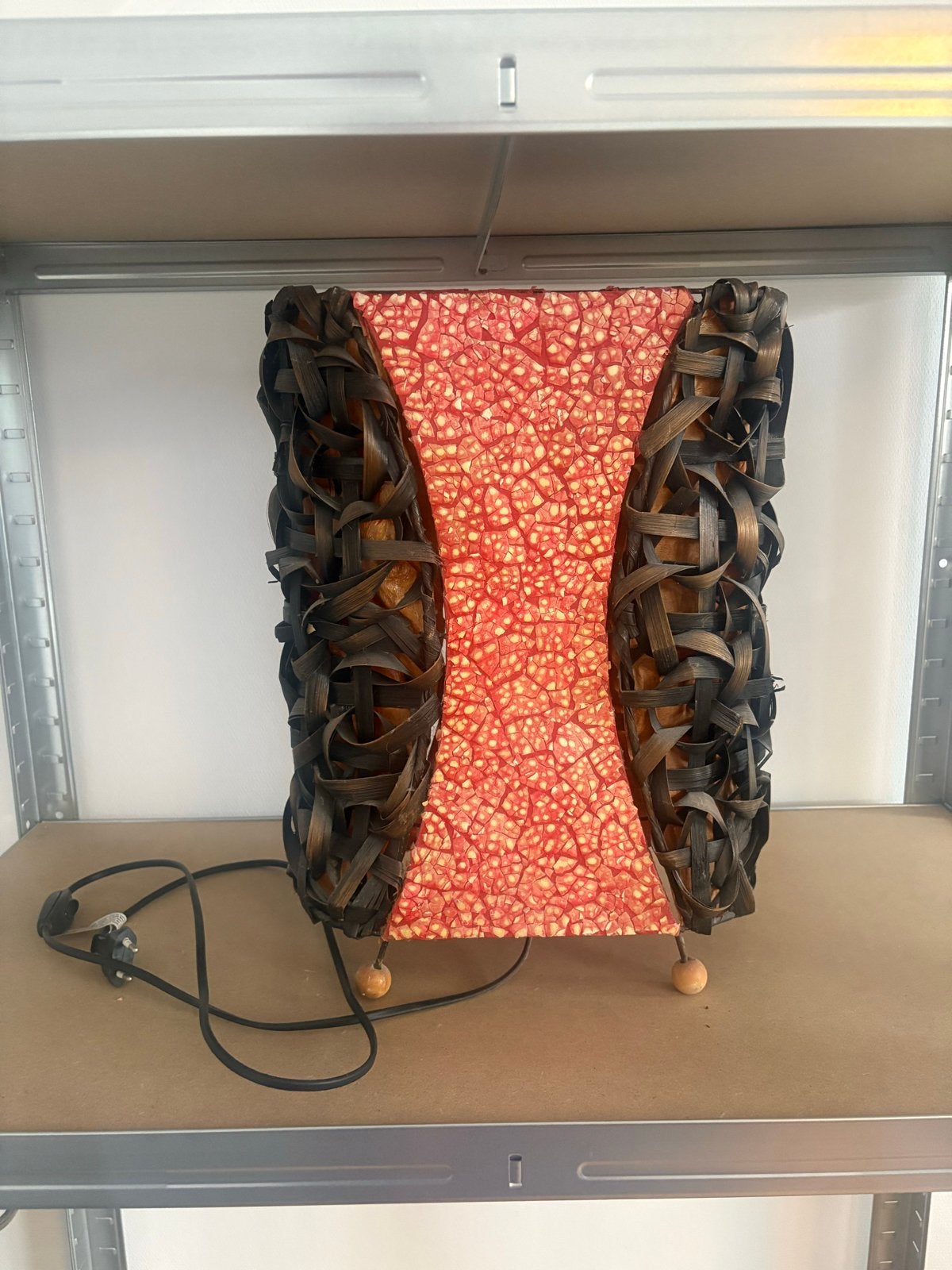 Unieke tafellamp met gevlochten bamboe, Ophalen, Gebruikt, Overige merken, Vintage