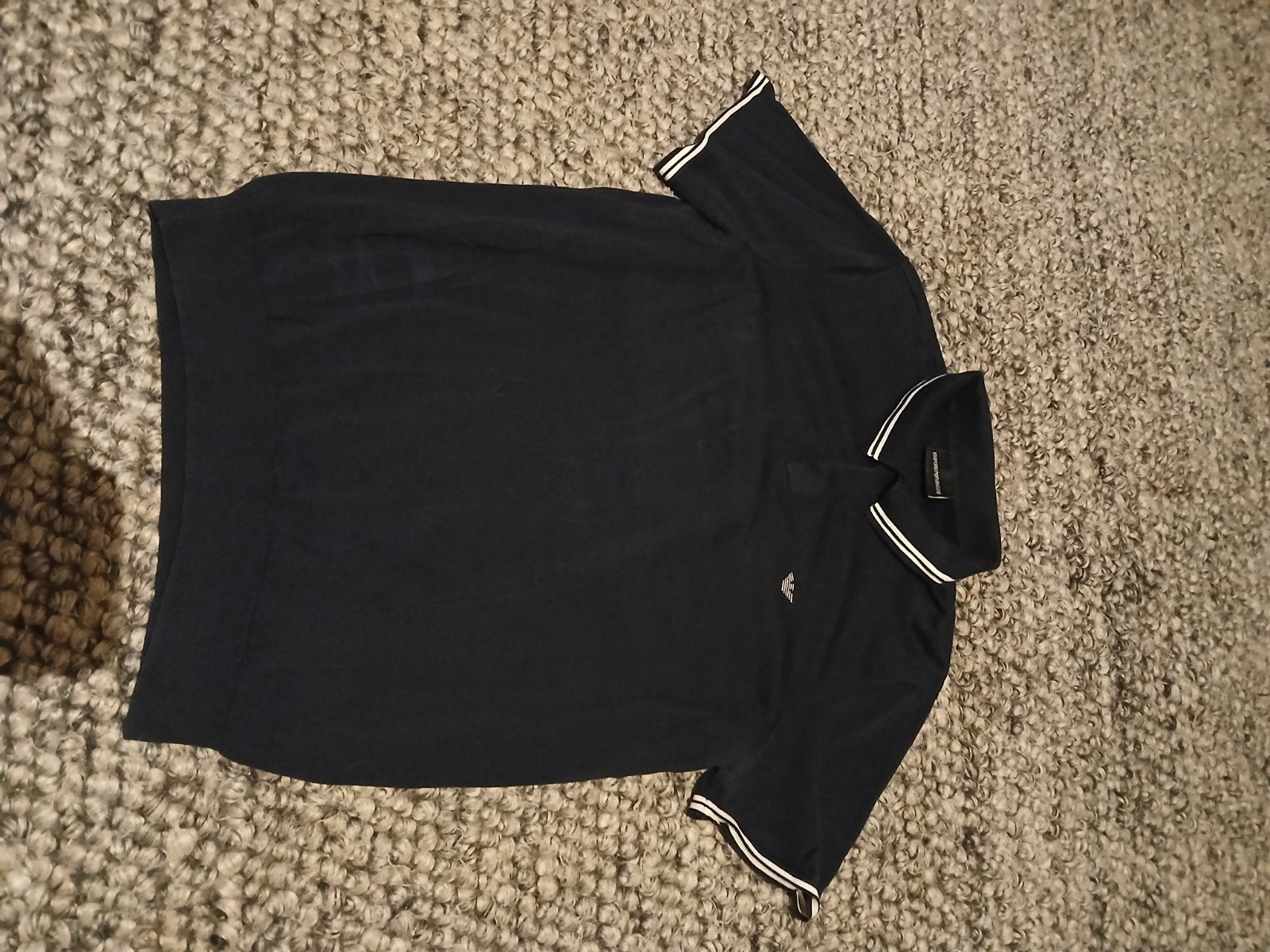 Emporio Armani Polo Shirt - Donkerblauw met Witte Strepen, Kleding | Heren, Emporio Armani, Ophalen of Verzenden, Zo goed als nieuw