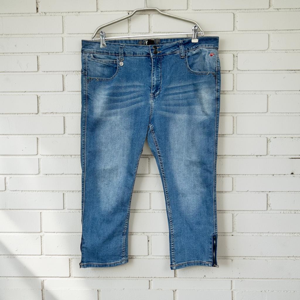 M&S Mode Jeans Maat 46 Lichtblauw Capri Rits Casual, Blauw, Overige jeansmaten, M, Msm