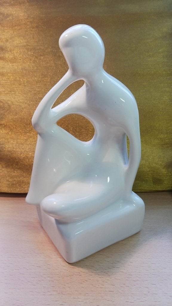 De Denkster wit beeld, Minder dan 20 cm, Geglazuurd, Ophalen of Verzenden, Beeld