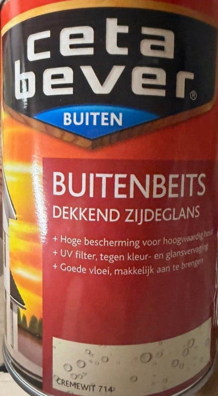 Cetabever dekkende beits crèmewit 1,25liter, Wit, Nieuw, Beits, Ophalen of Verzenden
