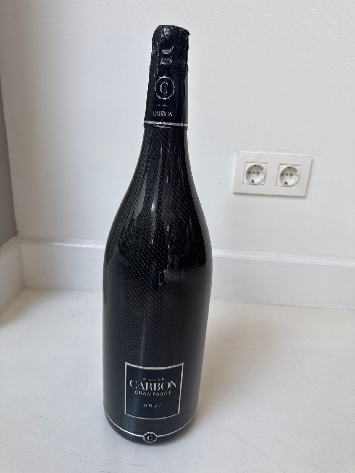 Lege Carbon Champagne fles - Decoratie/Verzameling, Ophalen, Gebruikt