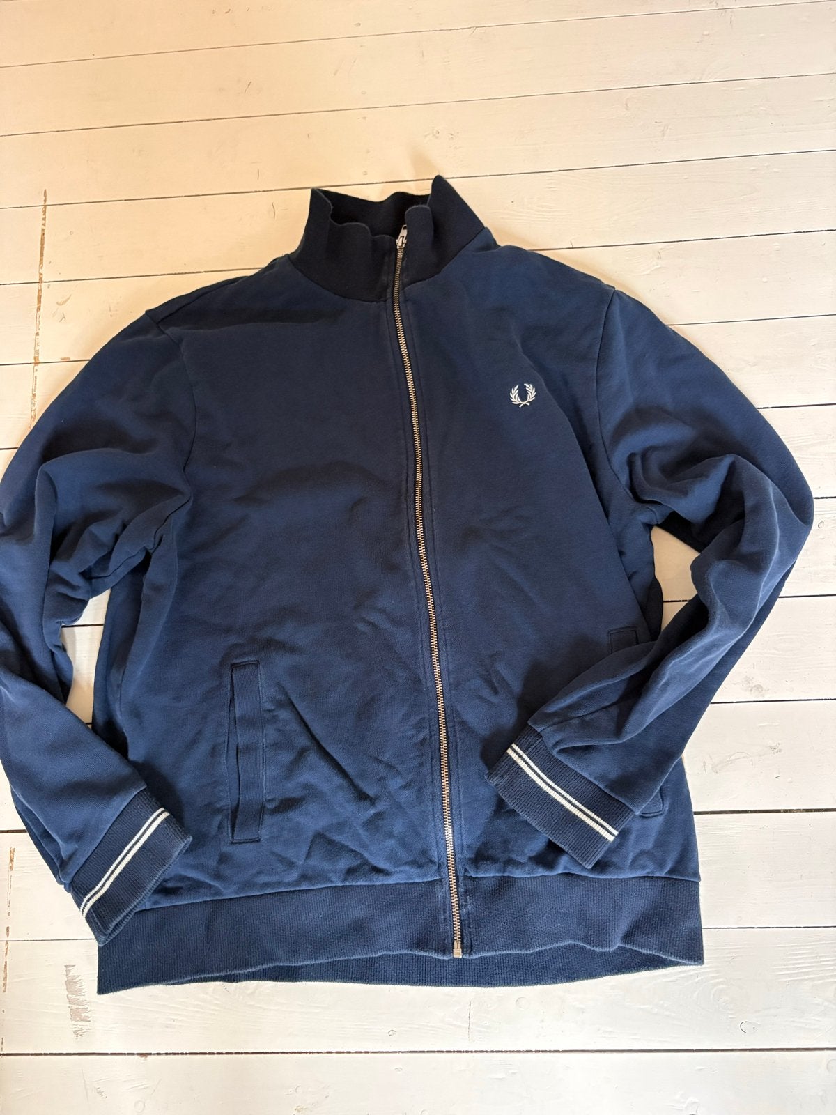 Fred Perry Track Jacket - Donkerblauw - Maat XL, Ophalen of Verzenden, Gedragen, Maat 56/58 (XL), Blauw