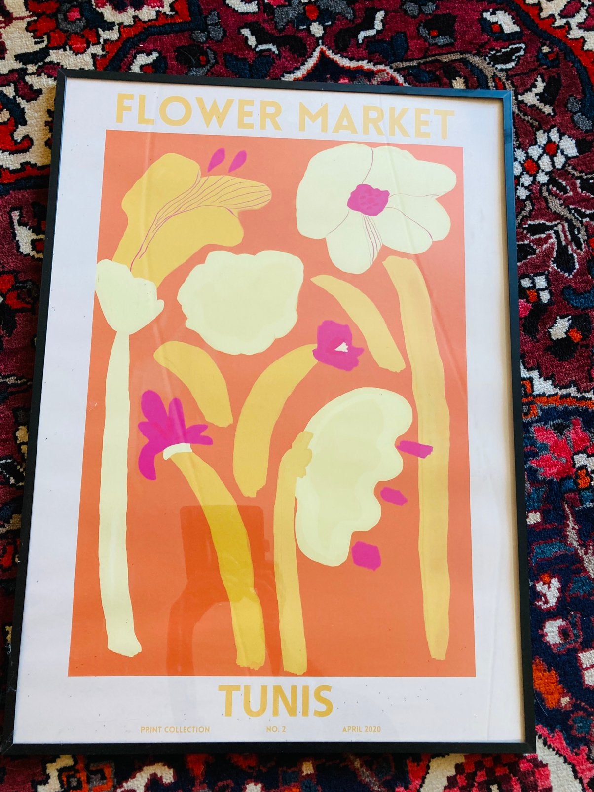 Anna nina poster Flower Market Tunis Astrid Wilson ingelijst, Ophalen of Verzenden, Zo goed als nieuw, A1 t/m A3, Film en Tv