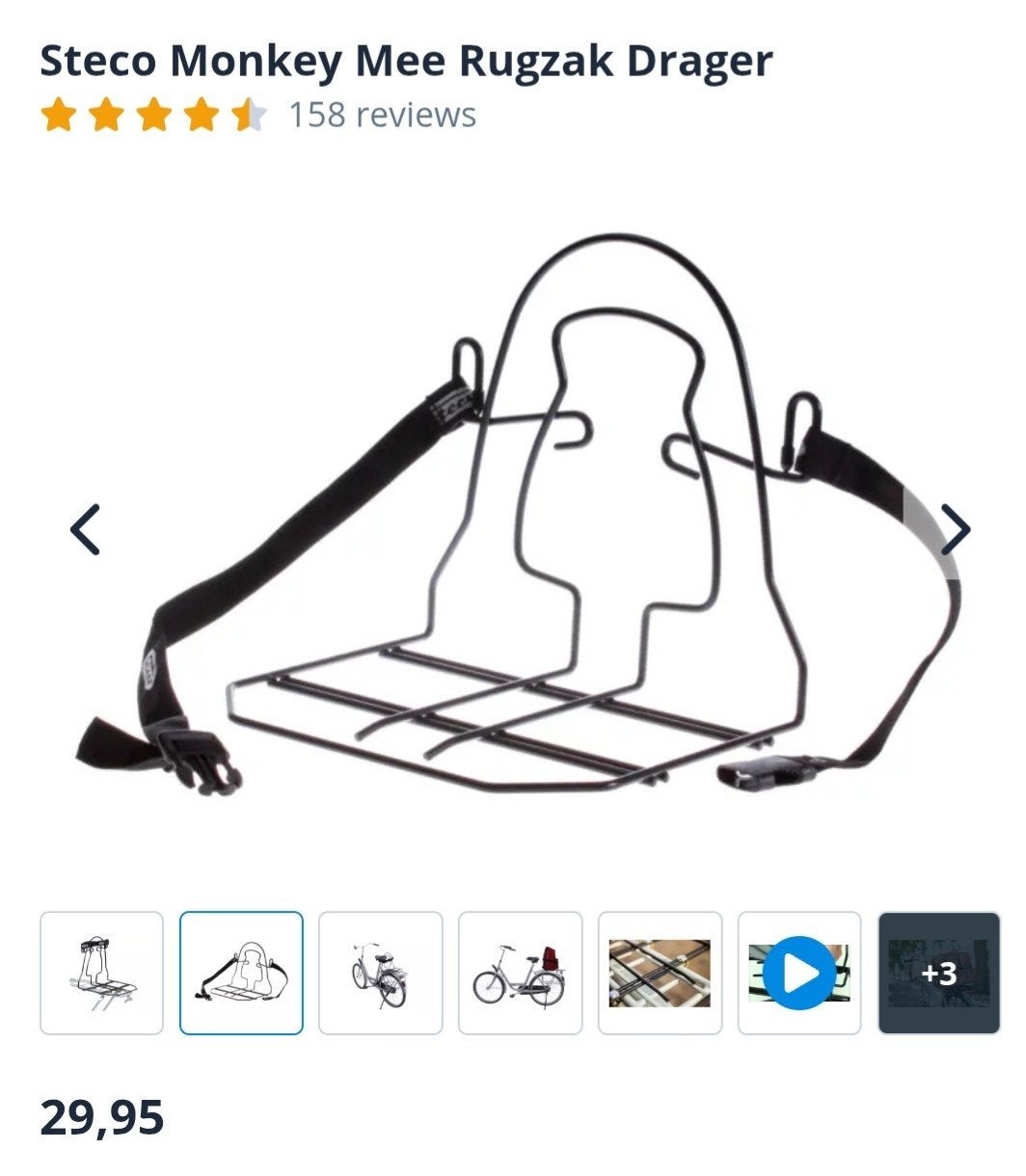 Steco Monkey Mee Fiets Rugzak Drager, Ophalen of Verzenden