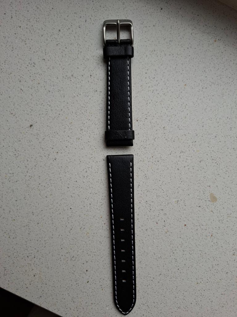 Horlogeband 18 mm, nieuw, zwart, echt leer, Danish design, Ophalen of Verzenden, Nieuw