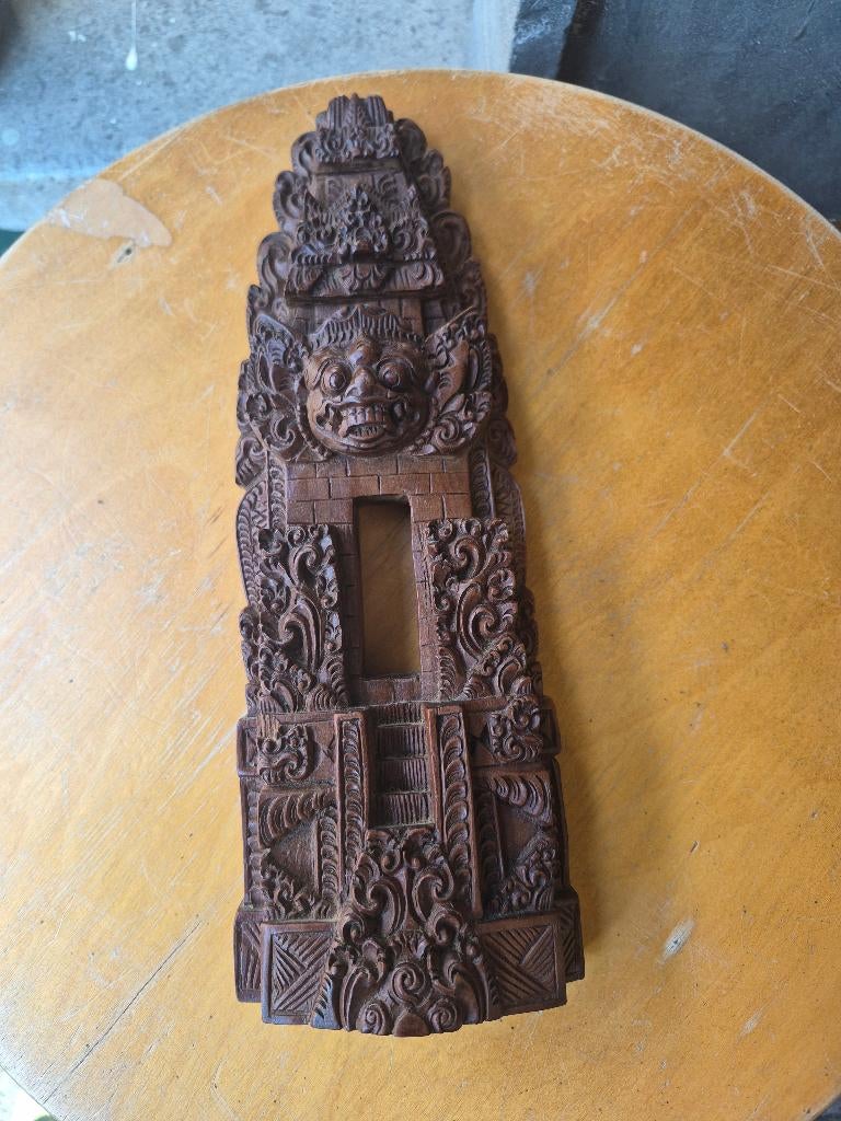 Vintage gesneden hout Aziatische sculptuur Balinese tempel, Ophalen, Houtsnijwerk, Handgemaakt, 20 - 50 cm
