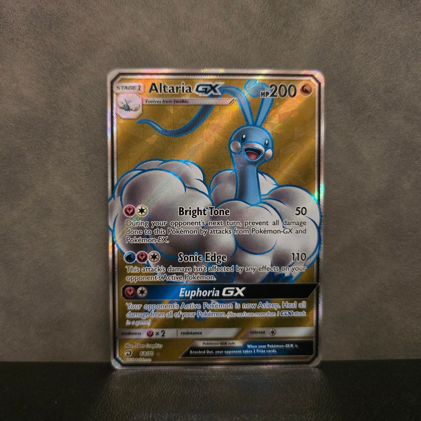Altaria GX (DRM 68) Dragon Majesty NM Pokémon Kaart, Ophalen of Verzenden, Zo goed als nieuw, Losse kaart, Foil
