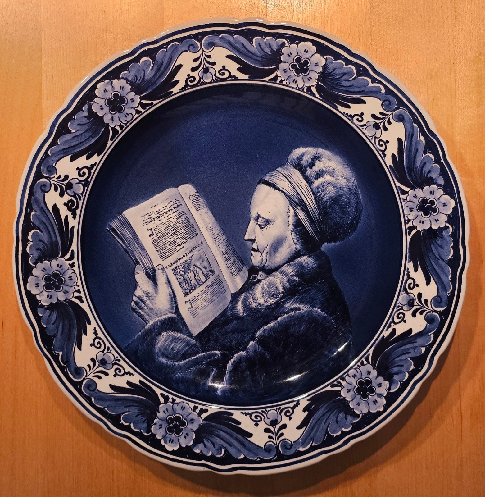 Delfts Blauw Wandbord "Rembrandt's Moeder" - Gerard Dou, Ophalen of Verzenden