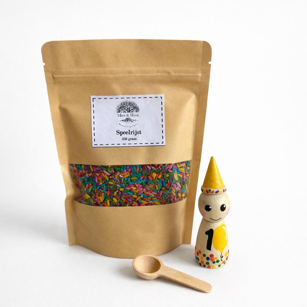 Feest pegdoll met zakje speelrijst van 250 gram, Ophalen of Verzenden, Nieuw, Jongen of Meisje