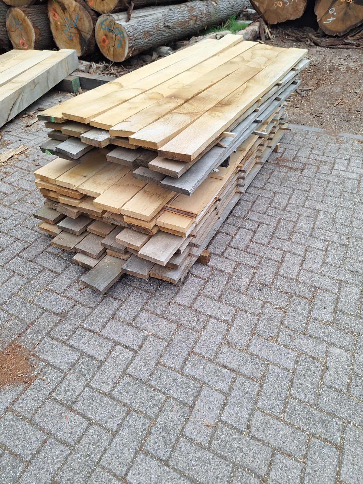 Restpartij Eiken planken 30x150mm - 66 stuks, 200cm lang, Ophalen, Gebruikt, 25 tot 50 mm, Eiken