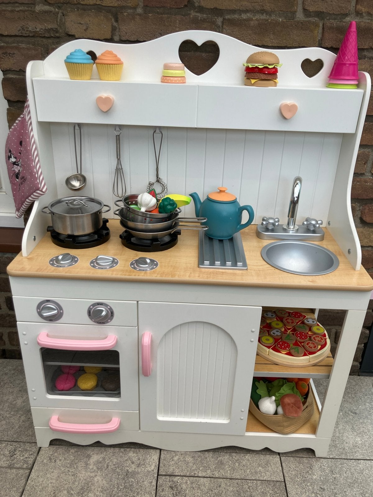 Houten speelkeuken met uitgebreide accessoires set, Ophalen, Zo goed als nieuw, Jongen of Meisje