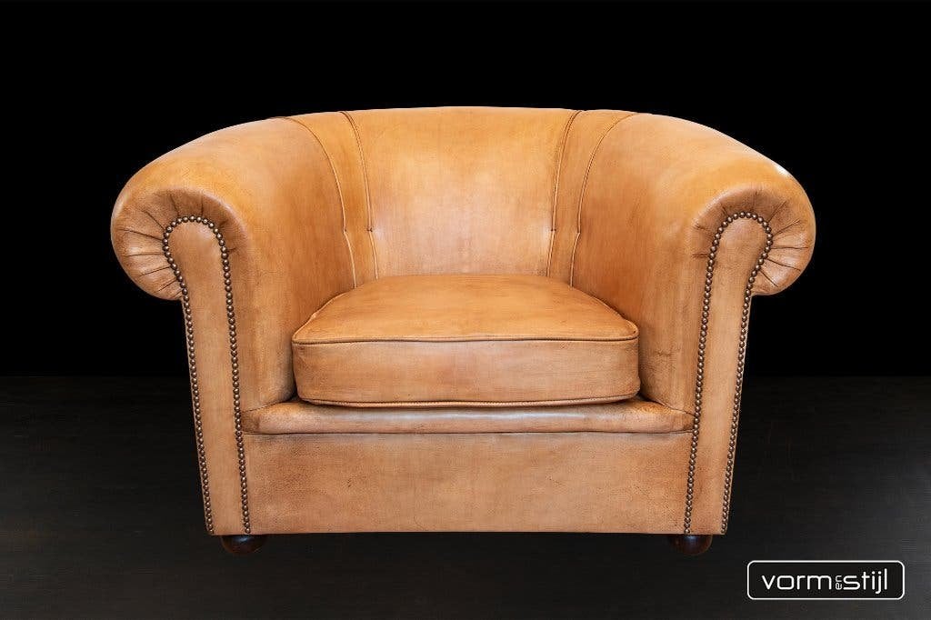 XXL Chesterfield clubchair, Huis en Inrichting, Fauteuils, Ophalen, Nieuw, 100 tot 125 cm, Leer