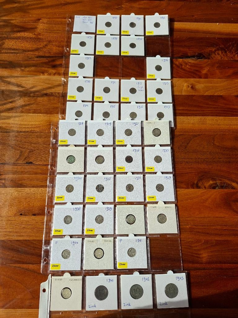 bijna complete serie 10 cent wilhelmina 1892-1944 afgeprijsd, Postzegels en Munten, Munten | Nederland, Setje, Zilver, Ophalen of Verzenden