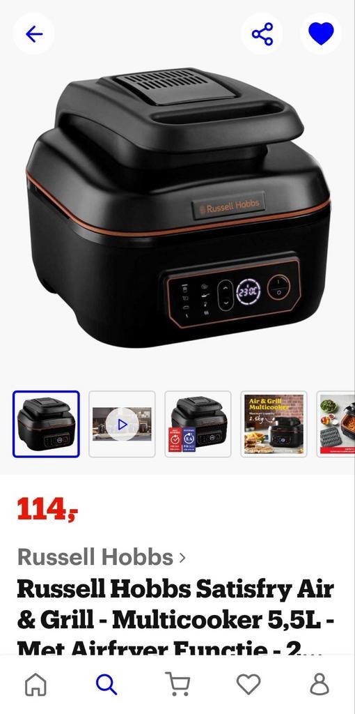 Russell Hobbs Satisfry Air & Grill Multicooker 5,5L, Ophalen, Gebruikt, Airfryer