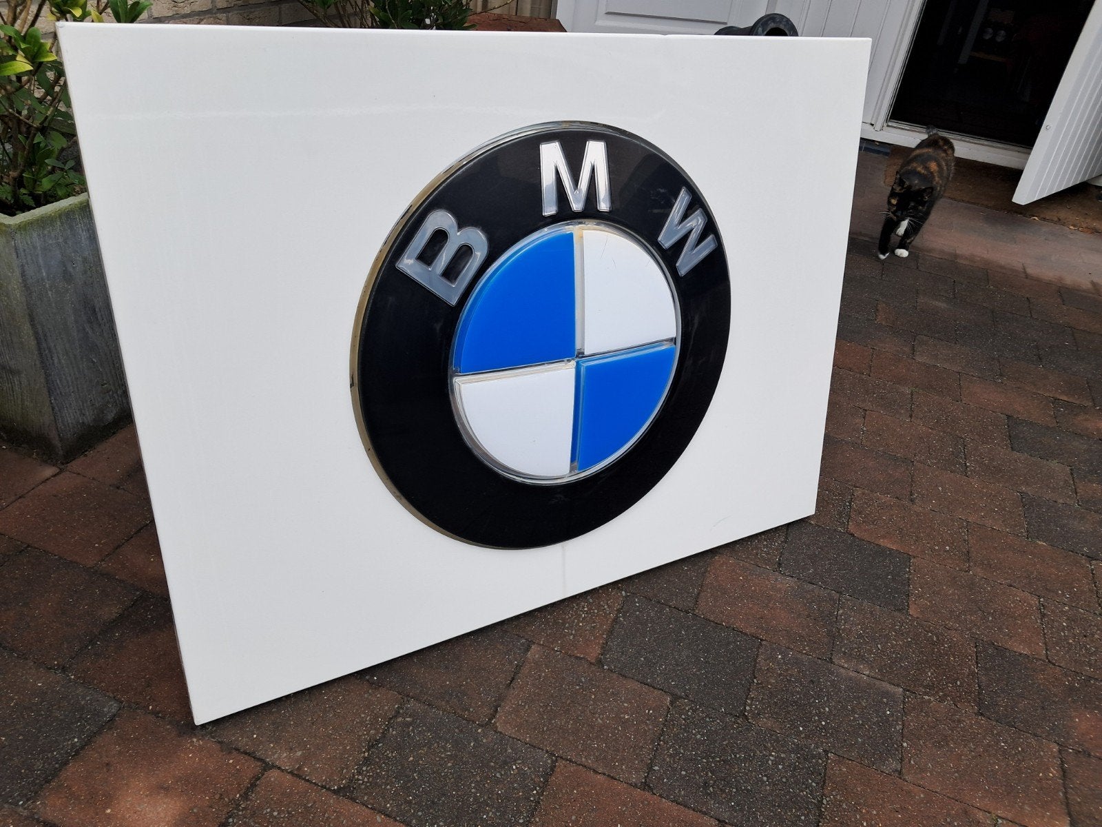 Originele BMW dealer Logo lichtbakplaat 100cm gebruiktestaat, Ophalen, Reclamebord, Eu, Gebruikt