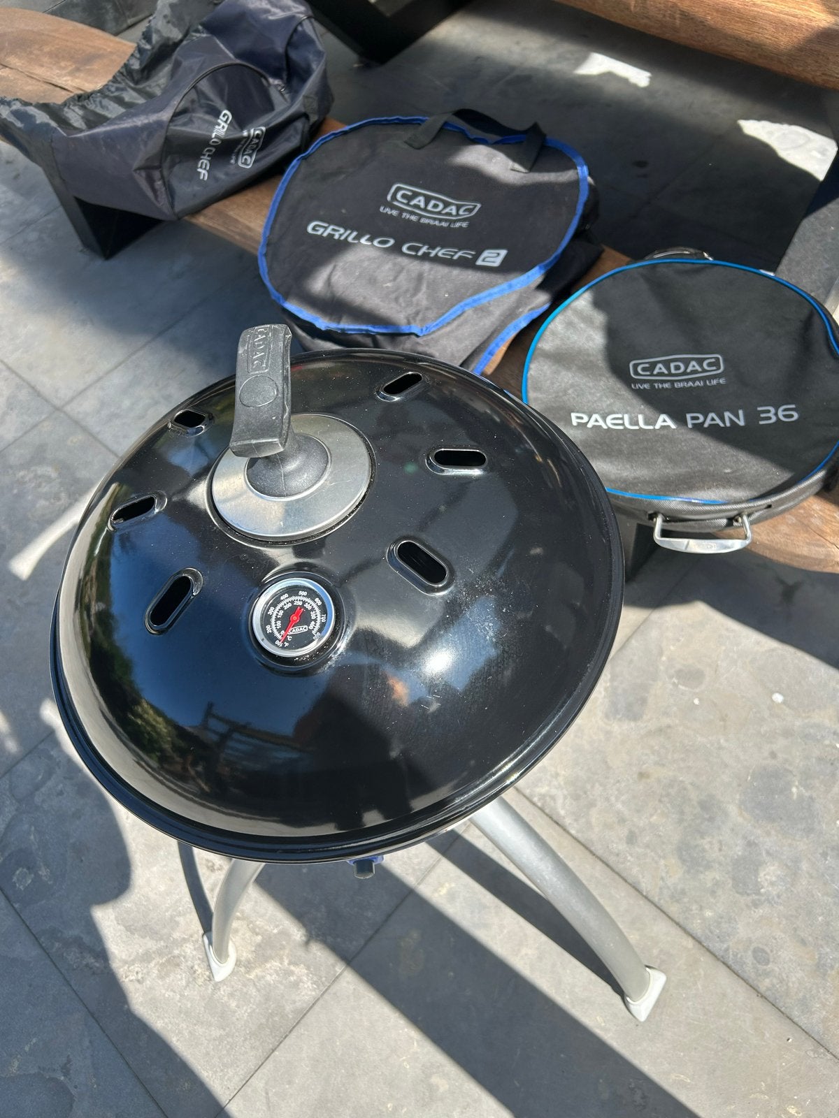 Cadac Grillo Chef 2 BBQ met hoezen, grill- en paellaplaat, Ophalen, Gebruikt