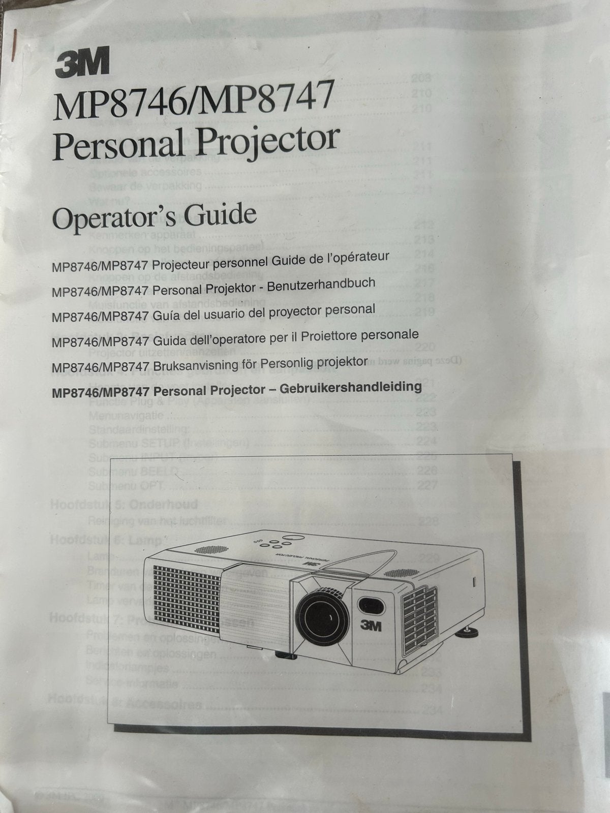 3M MP8746/MP8747 Personal Projector met accessoires, Ophalen, Gebruikt, LCD, Overige resoluties