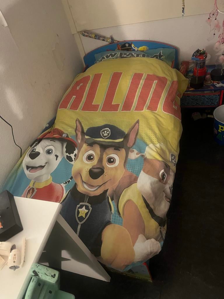 Paw Patrol kinderbed met matras en lattenbodem, Jongetje of Meisje, Wit, Dekbedovertrek, Ophalen of Verzenden
