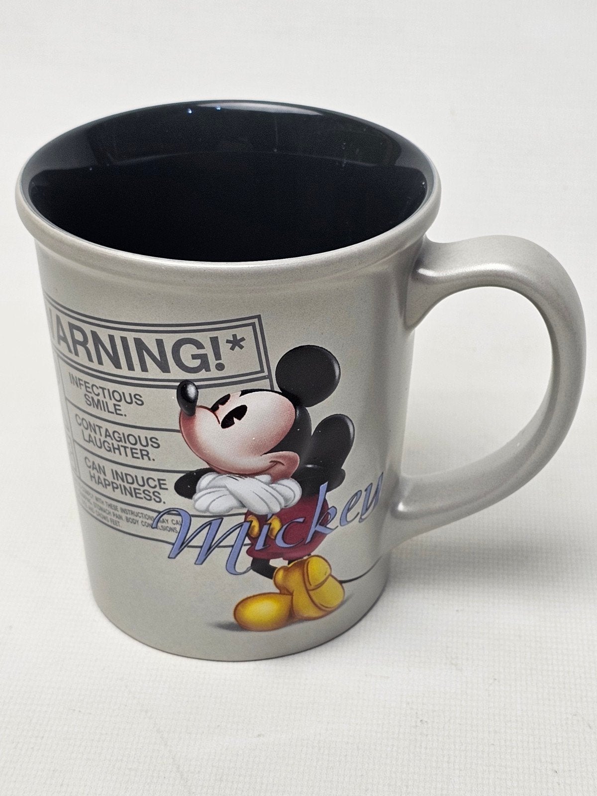 # Disney Mickey Mouse "Warning!" mok - Disneyland Paris, Ophalen of Verzenden, Mickey Mouse, Gebruikt, Servies