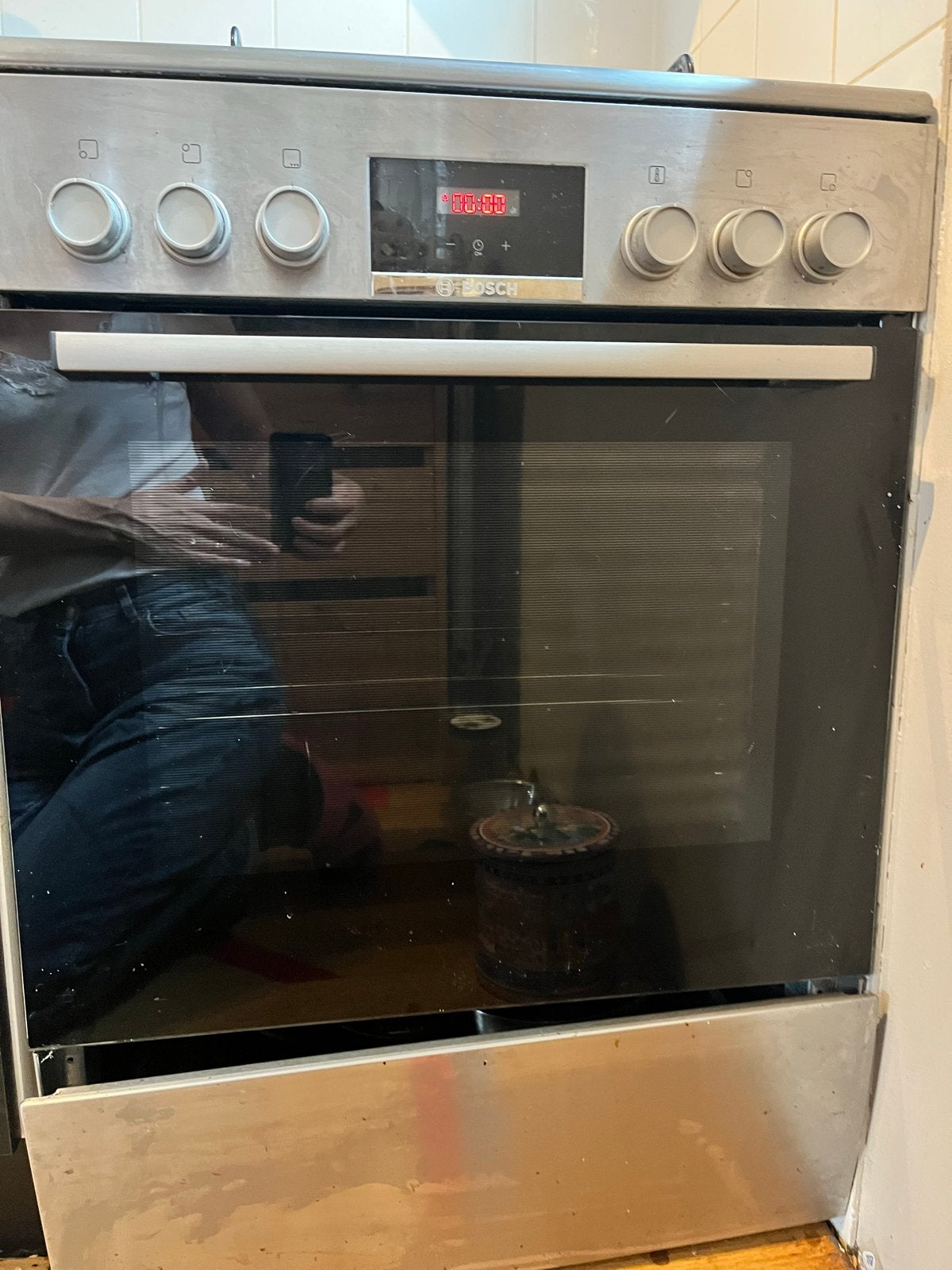 Bosch vrijstaand gasfornuis met oven, Ophalen, 60 cm of meer, 4 kookzones, Zo goed als nieuw