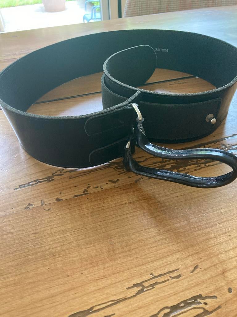 Zwarte lakleren riem van Purdey, maat 95, 5 cm of meer, 90 tot 100 cm, Heupriem, Ophalen of Verzenden