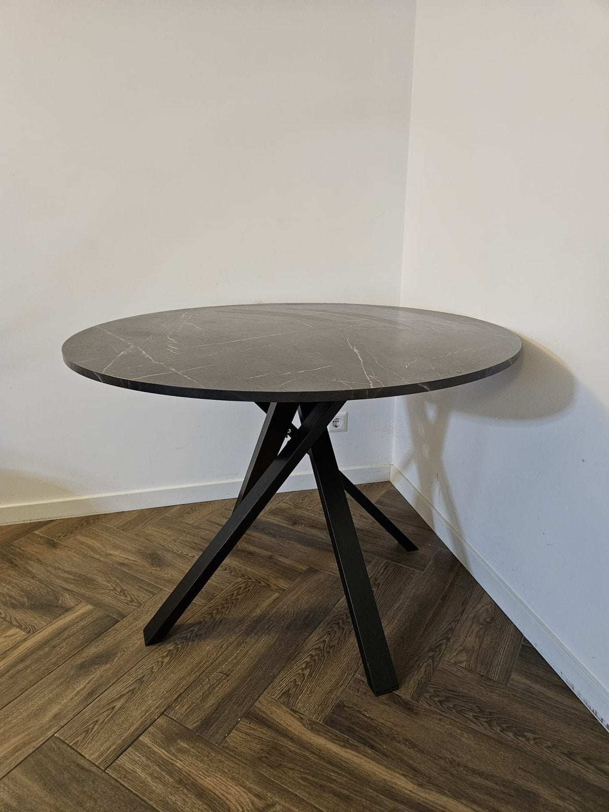 IKEA MARIEDAMM Ronde Eettafel  Zwart Marmerpatroon 3x, Ophalen, Gebruikt, Rond, 100 tot 150 cm
