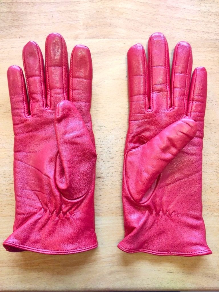 dames handschoenen, rood leer, zgan, Kleding | Dames, Mutsen, Sjaals en Handschoenen, Ophalen of Verzenden, Zo goed als nieuw