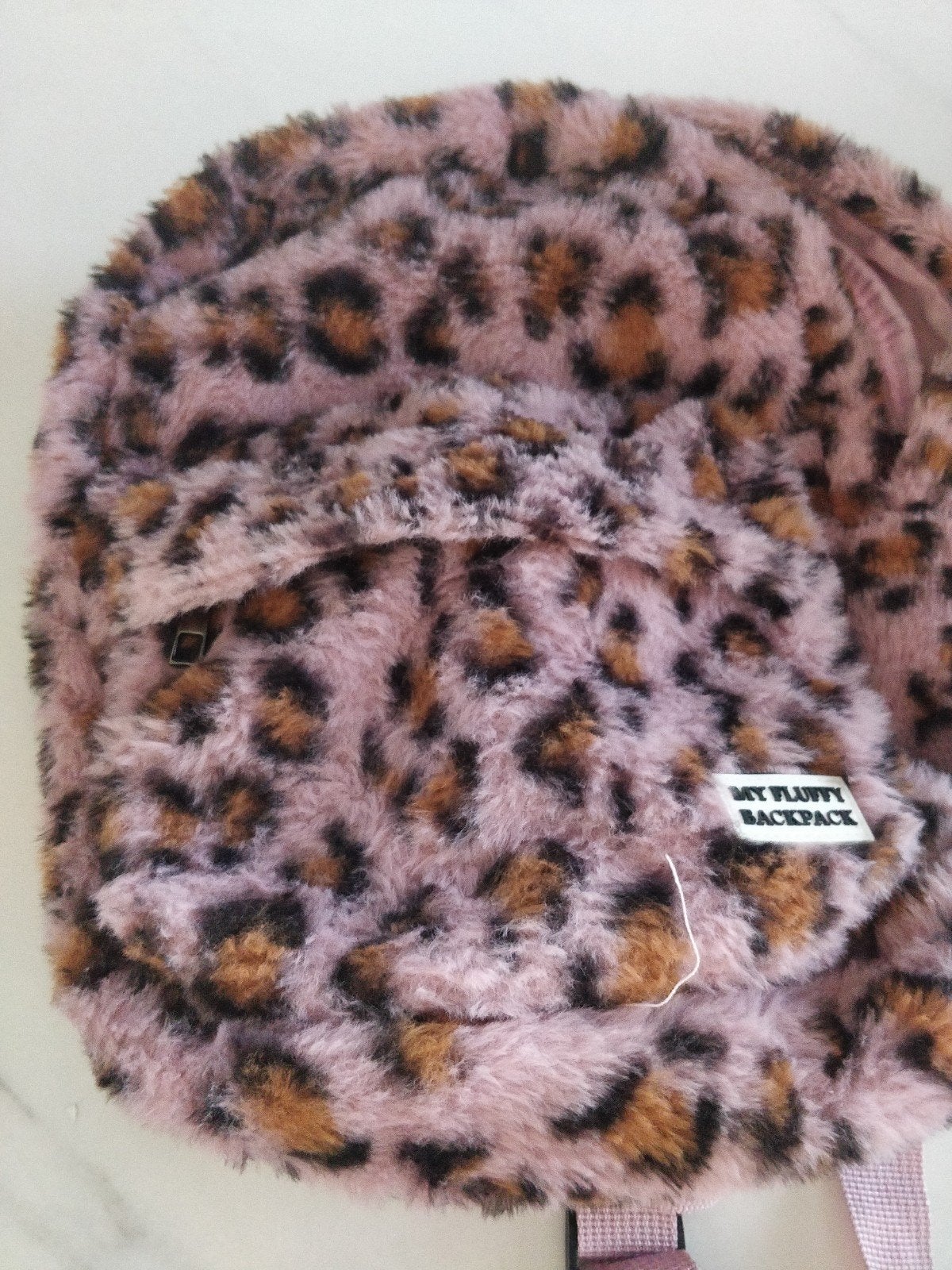 Roze luipaardprint rugzak - 'My Fluffy Backpack', Ophalen of Verzenden, Zo goed als nieuw, Overige merken