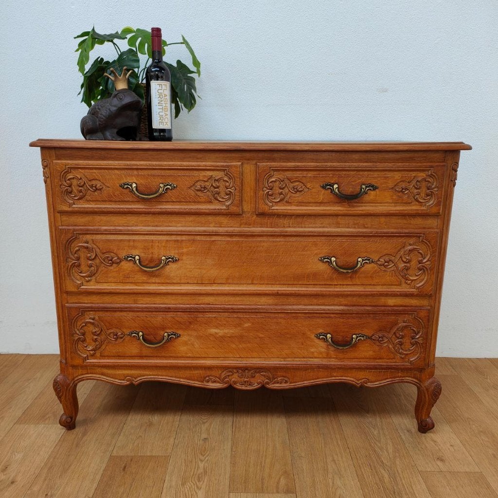 Vintage Queen Ann ladekast commode dressoir ladekast 306, Valkenswaard, Gebruikt, Info@flashbackfurniture.nl, Eikenhout