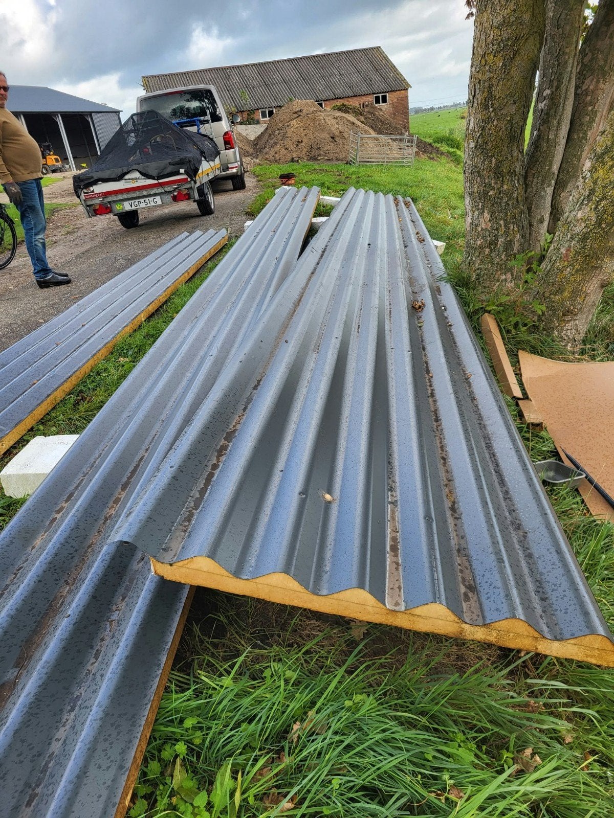 sandwichpanelen, Nieuw, 15 m² of meer, Metaal, Grijs