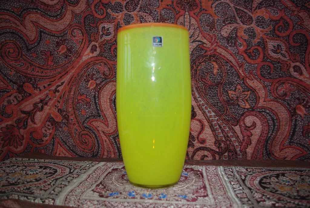 Marc Aurel Vaas - Geel/Oranje Glas, Gebruikt, Geel, Ophalen of Verzenden, Glas