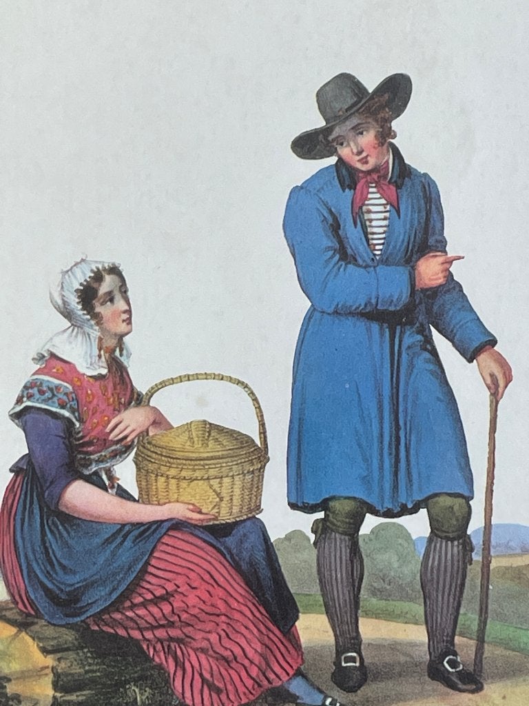 Jonge Boer en Landmeisje (den Bosch) kleding - P0672, Ophalen of Verzenden, Ets, 1800 - 1899