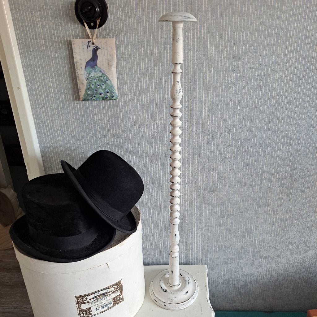 Brocante vintage hoge witte hoedenstandaard., Antiek en Kunst, Ophalen
