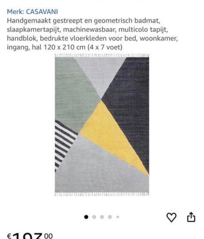 CASAVANI Handgemaakt Gestreept Geometrisch Badmat Vloerkleed, 100 tot 150 cm, 200 cm of meer, Ophalen of Verzenden, Zo goed als nieuw