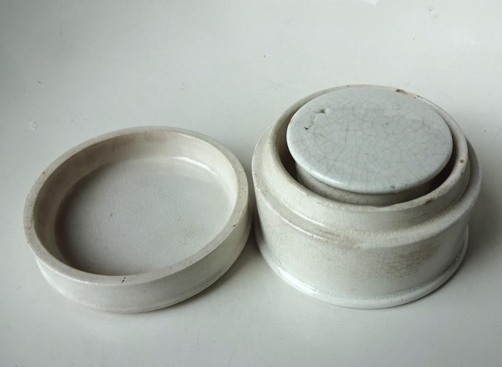 2 x Antiek keramisch apothekers zalfpotje: 19e eeuw, Antiek en Kunst, Antiek | Keramiek en Aardewerk, Ophalen of Verzenden