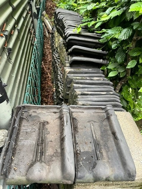 Oude gebakken bolkop dakpannen, ca 200 a 250 stuks., Doe-het-zelf en Verbouw, Ophalen, Gebruikt, Steen of Klei, 5 tot 10 m²