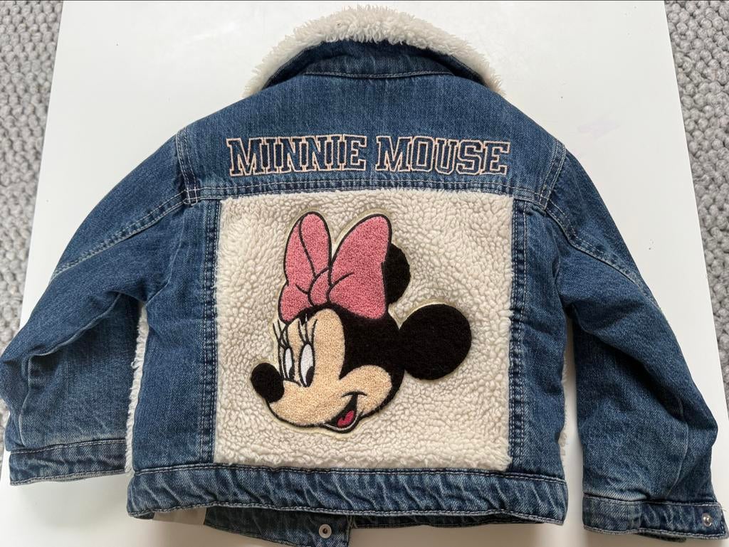 Zara Disney Minnie Mouse spijkerjasje met teddy voering, Ophalen, Zo goed als nieuw, Meisje, Jas