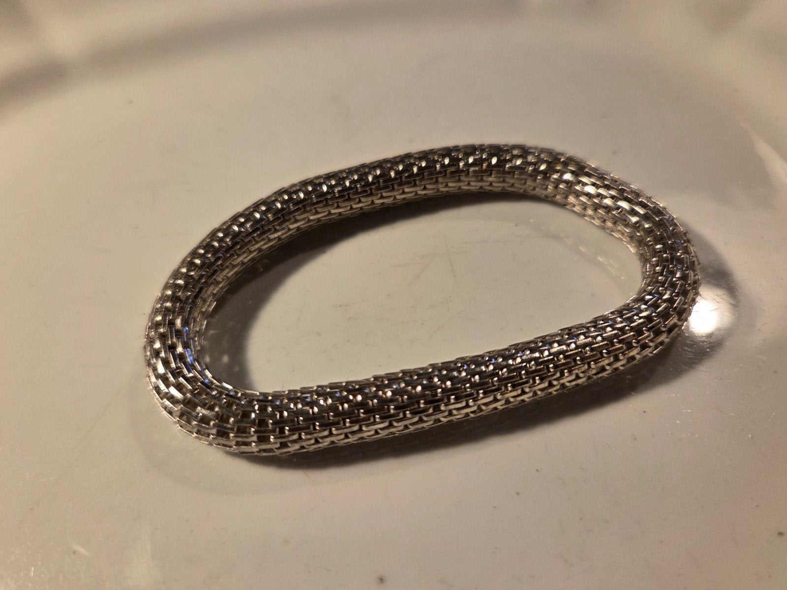 silver tone mesh bracelet, Verzenden, Zo goed als nieuw, Zilver, Staal