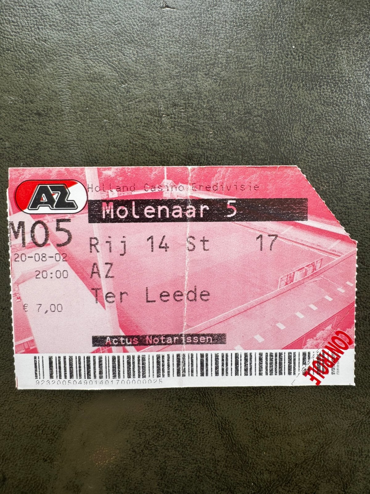 Ticket AZ-Ter Leede 20-08-2002, Verzenden, Gebruikt, AZ