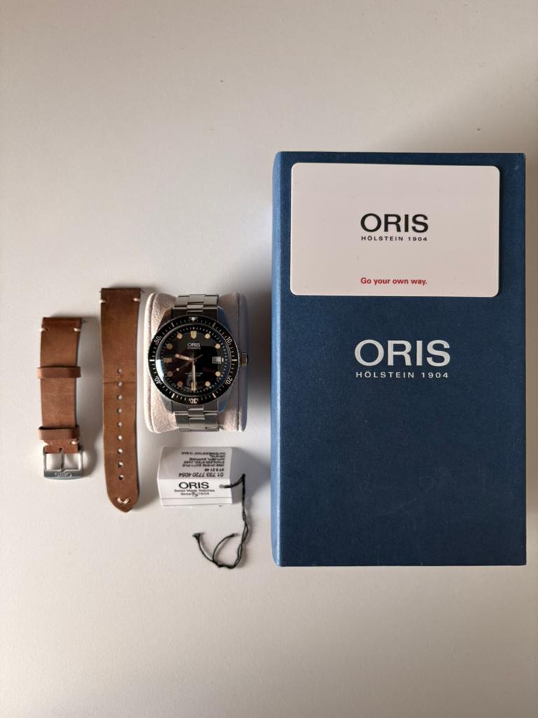 Oris divers 65 met doos, papieren, garantie en stalen band, Overige merken, Staal, Polshorloge, Ophalen of Verzenden