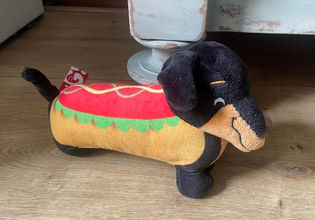 Pluchen teckel hotdog pluche, Ophalen of Verzenden, Zo goed als nieuw, Overige typen